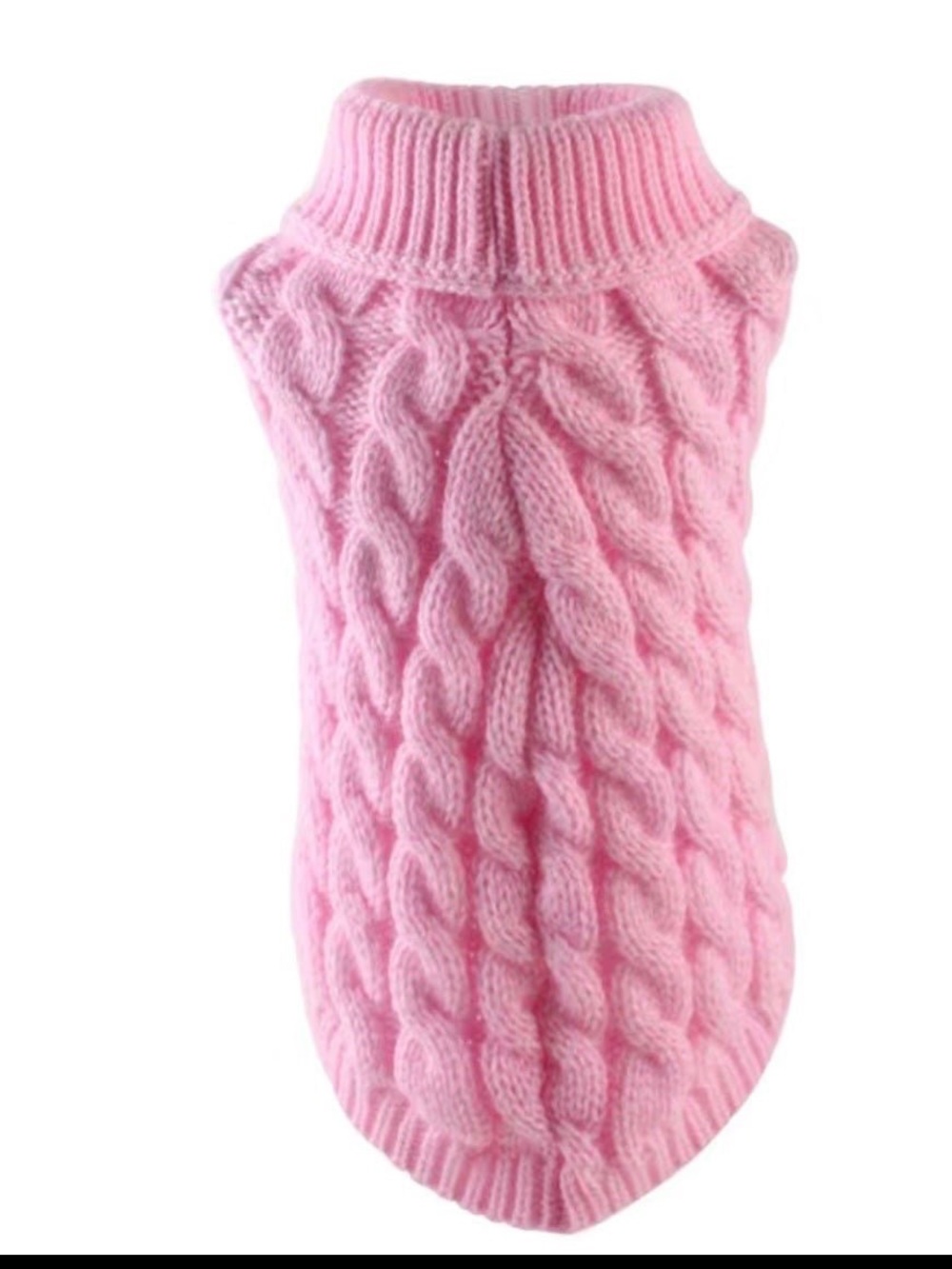 Dog Pink Cable Knit Turtleneck Sweater